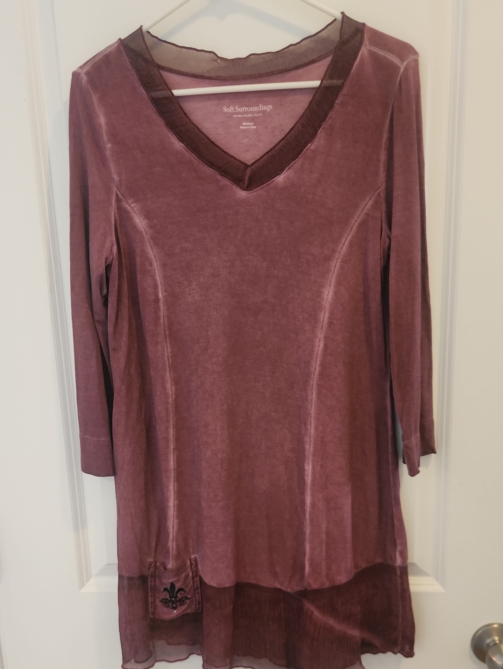 Soft Surroundings Mauve V-Neck Velvet Tunic